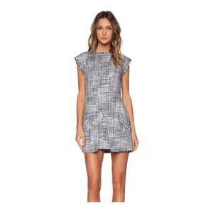 Rachel Zoe Monte Fringe Mini Dress Women’s Size 6 Green Woven Metallic Tweed